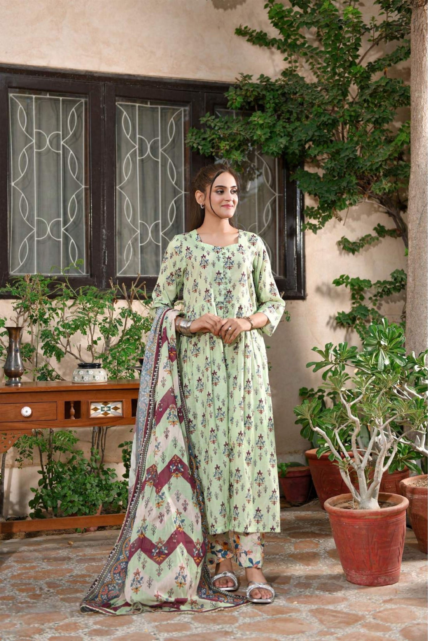 3 Pieces - Murashee Unstitched Pista Printed Lawn Suit