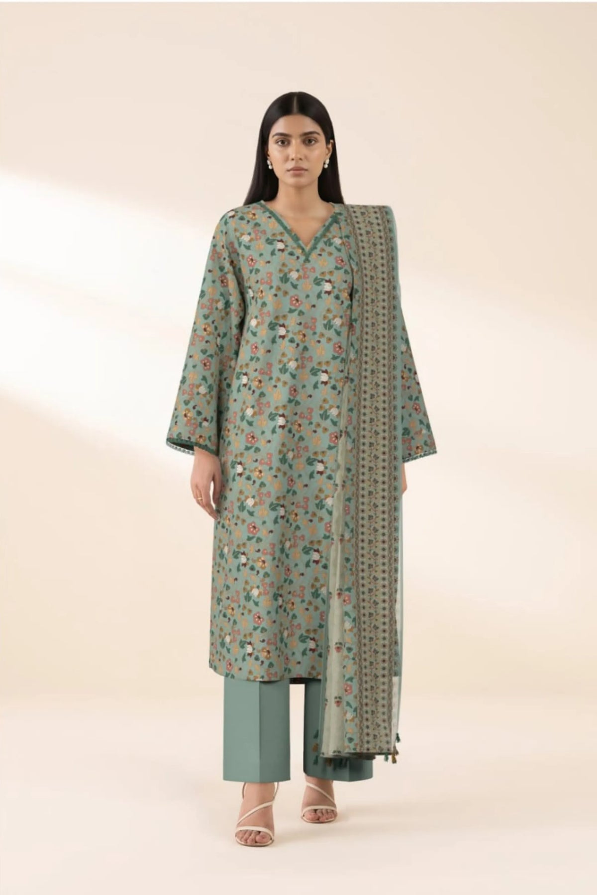 3 Pieces - Sapphire Unstitched Sea Green Ladies Lawn Suit