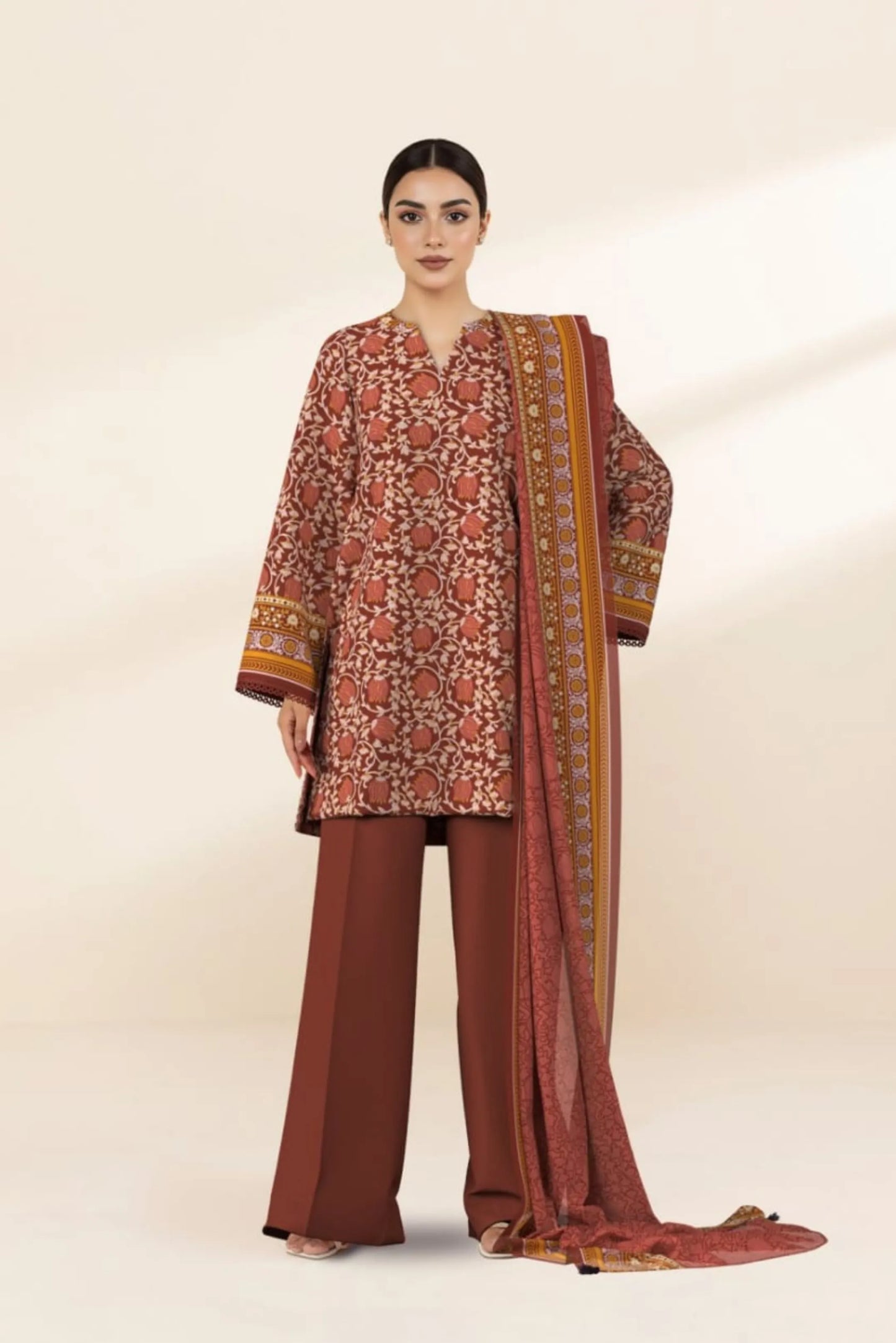3 Pieces - Sapphire Unstitched Red Ladies Lawn Suit