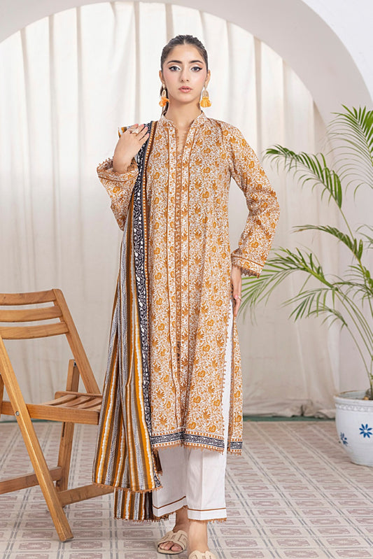 3 Pieces - Regalia Unstitched Camel Printed Lawn Suit