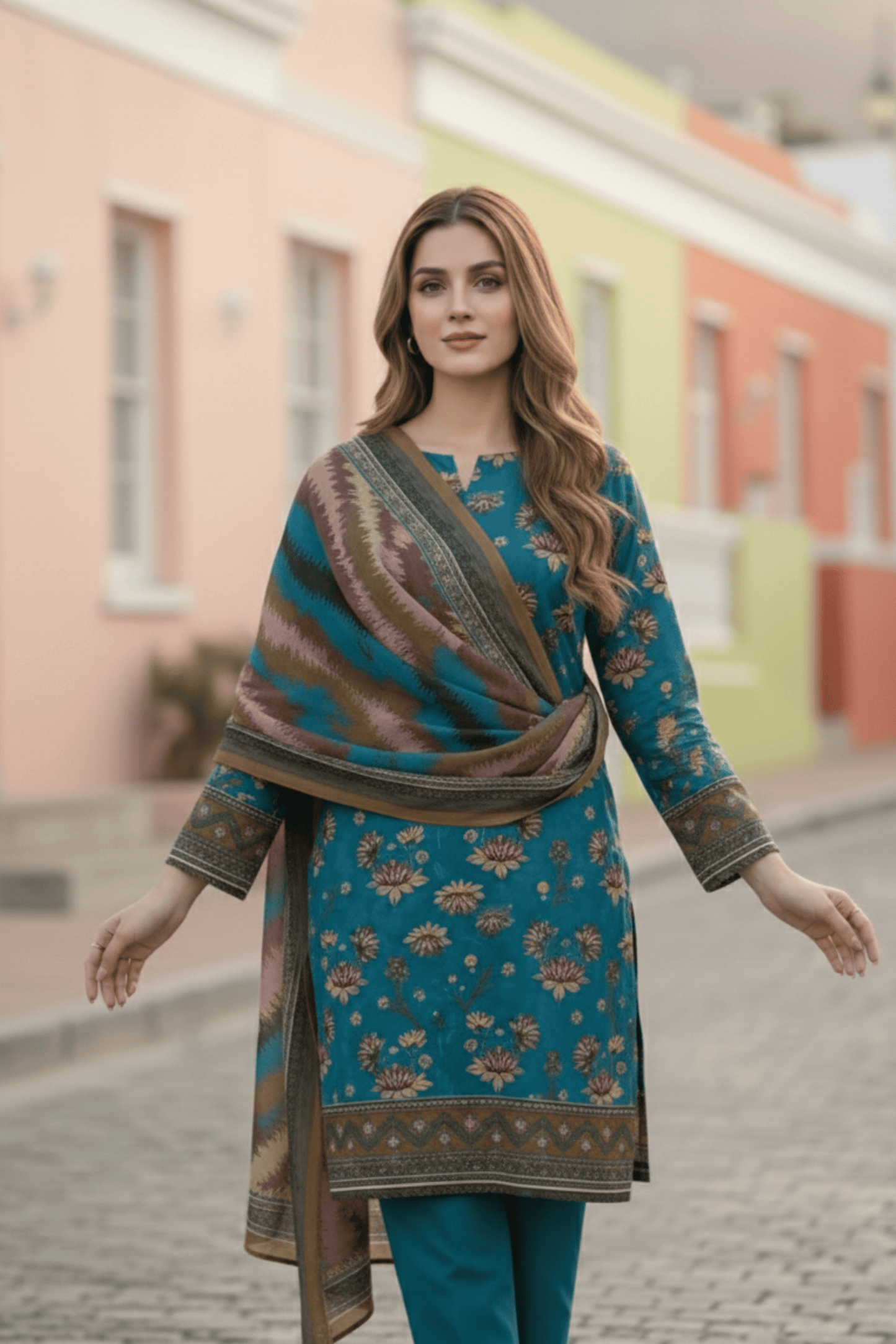 3 Pieces - Sohni Dharti Unstitched Zink Transliminar Magic Print Lawn Suit