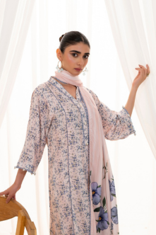 3 Pieces - Regalia Unstitched Baby Pink Doriya Linen Suit