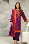 3 Pieces - Regalia Unstitched Purple Printed Khaddar Suit