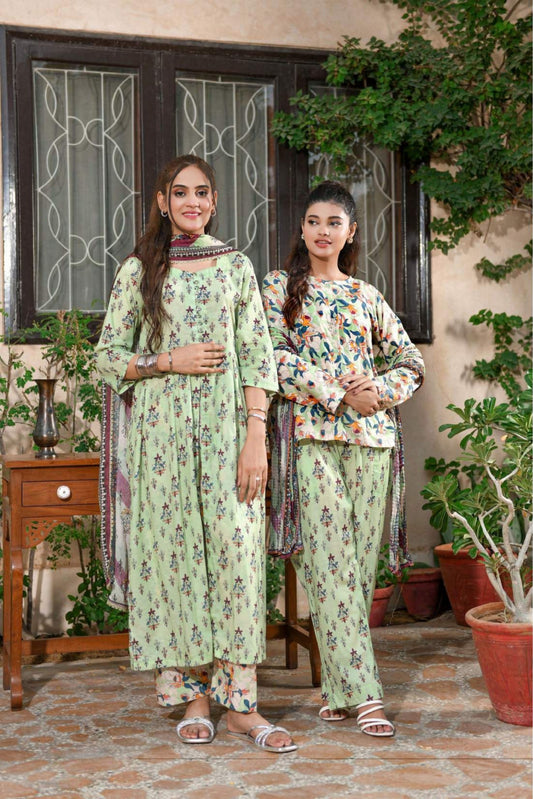3 Pieces - Murashee Unstitched Pista Printed Lawn Suit