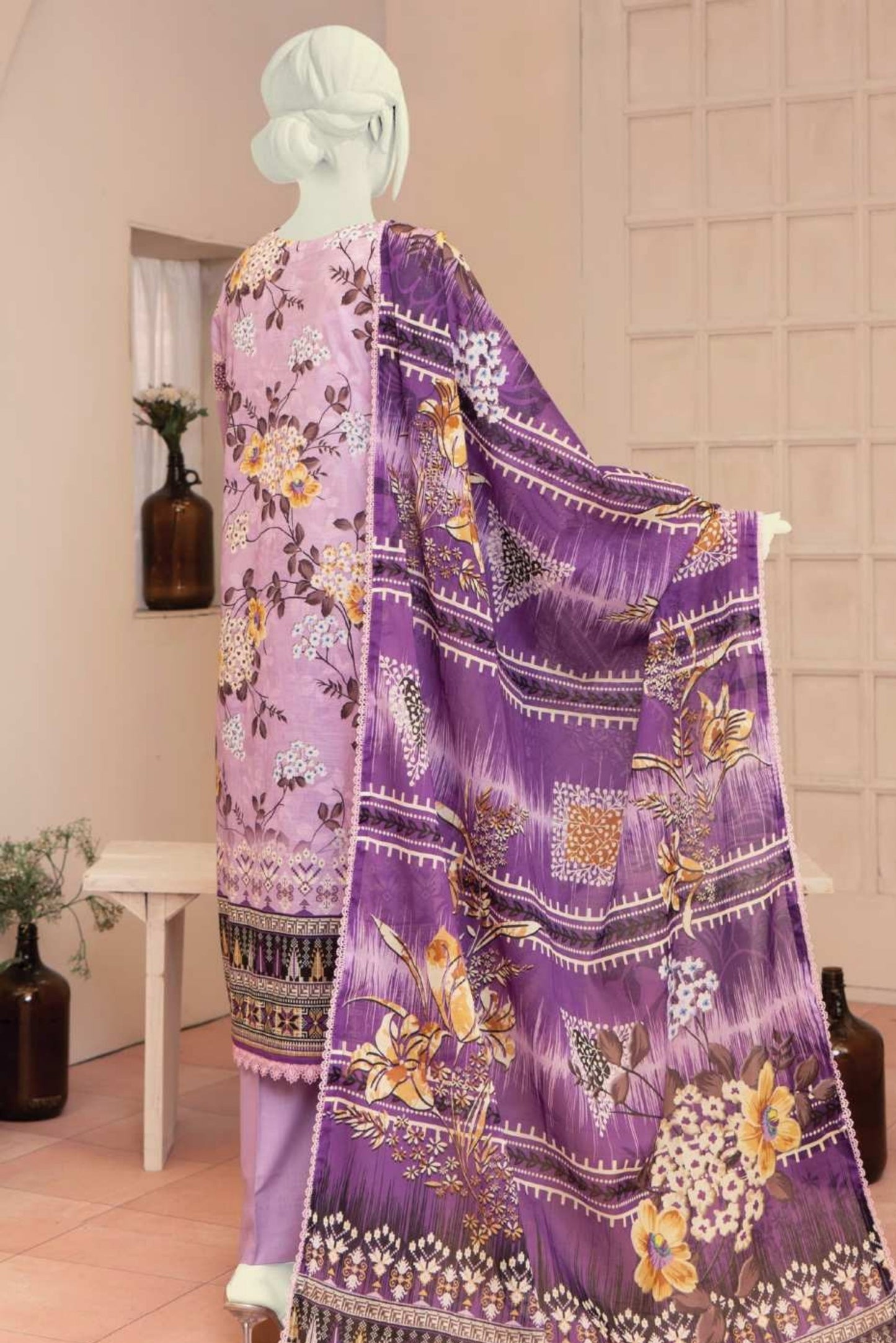 3 Pieces - Murashee Unstitched Light Purple Printed Lawn Suit