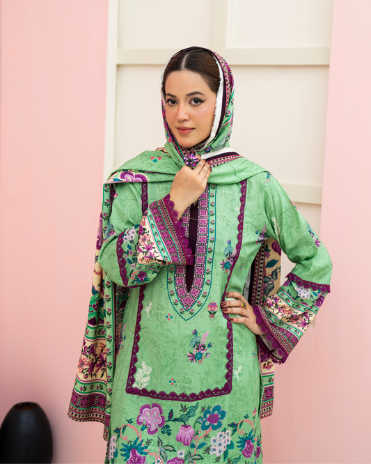 3 Pieces - Marooj Unstitched Light Green BanaDora Linen Suit