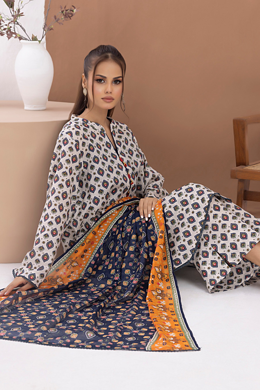 3 Pieces - Regalia Unstitched Skin Printed Lawn Suit