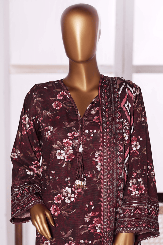 3 Pieces - Riwayat Unstitched Dark Brown Dobby Viscose Suit