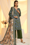 3 Pieces - Regalia Unstitched Green Printed Khaddar Suit