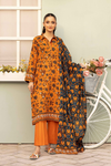 3 Pieces - Haya By Legends Unstitched Orange Printed Lawn Suit