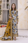 3 Pieces - Janan Unstitched Silver Printed Lawn Suit