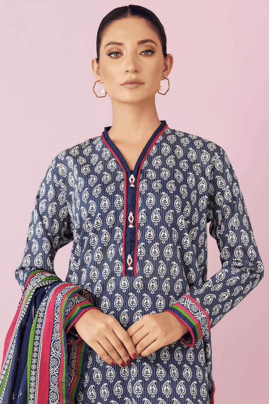 3 Pieces - Orient Unstitched Purple Printed Lawn Suit