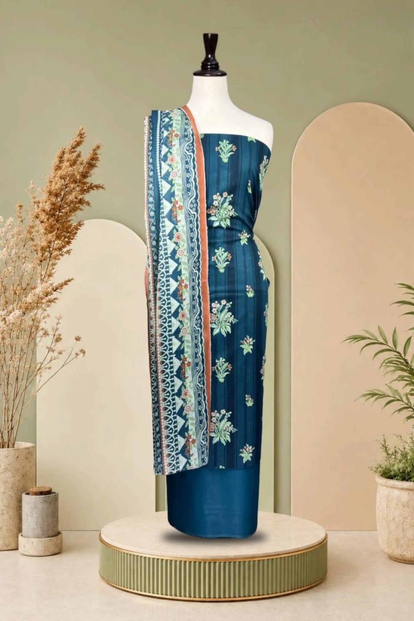 3 Pieces - Rijja By Murashe Unstitched Blue Ladies Lawn Suit