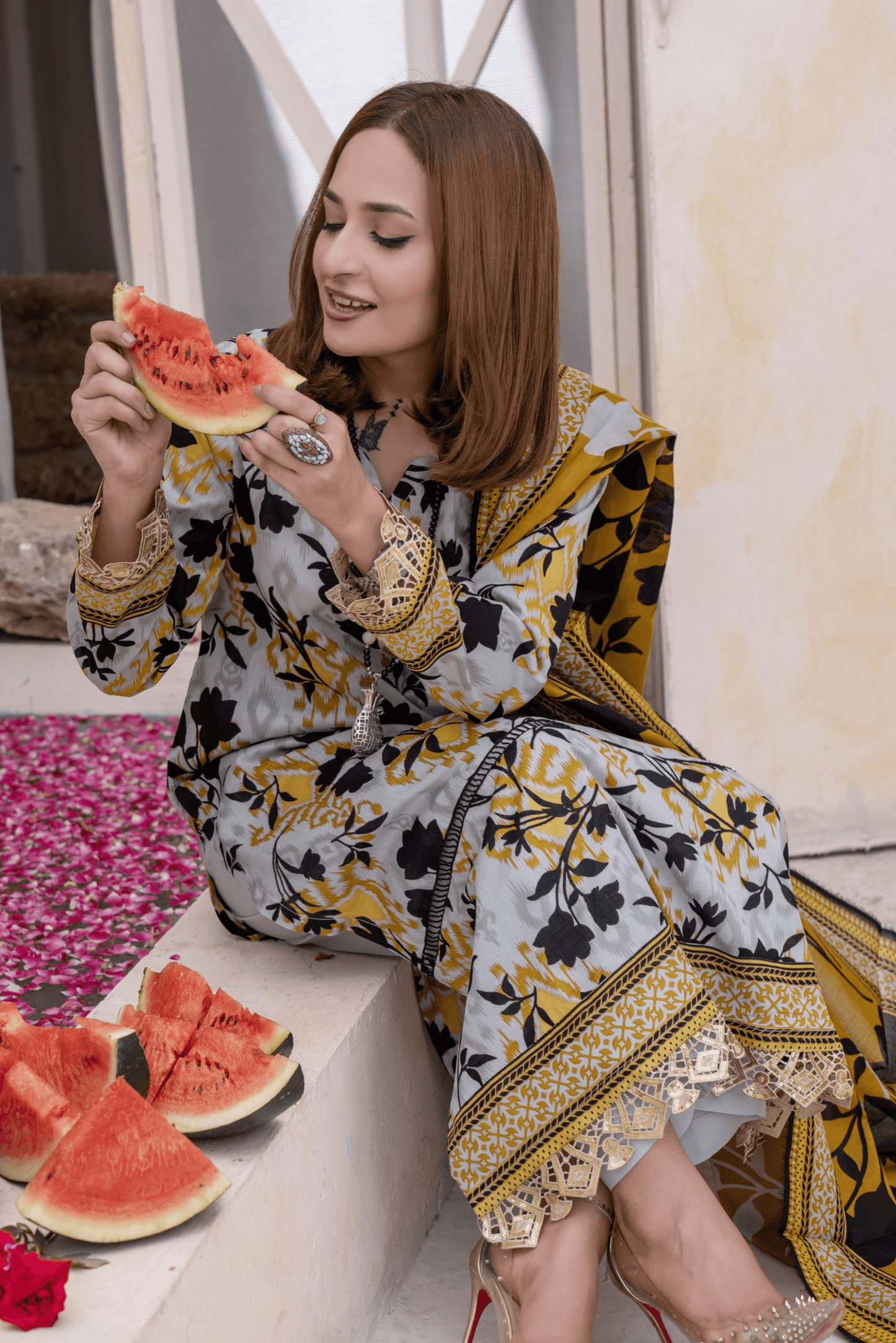 3 Pieces - Janan Unstitched Silver Printed Lawn Suit