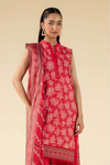3 Pieces - Beyond East Unstitched Red Printed Lawn Suit