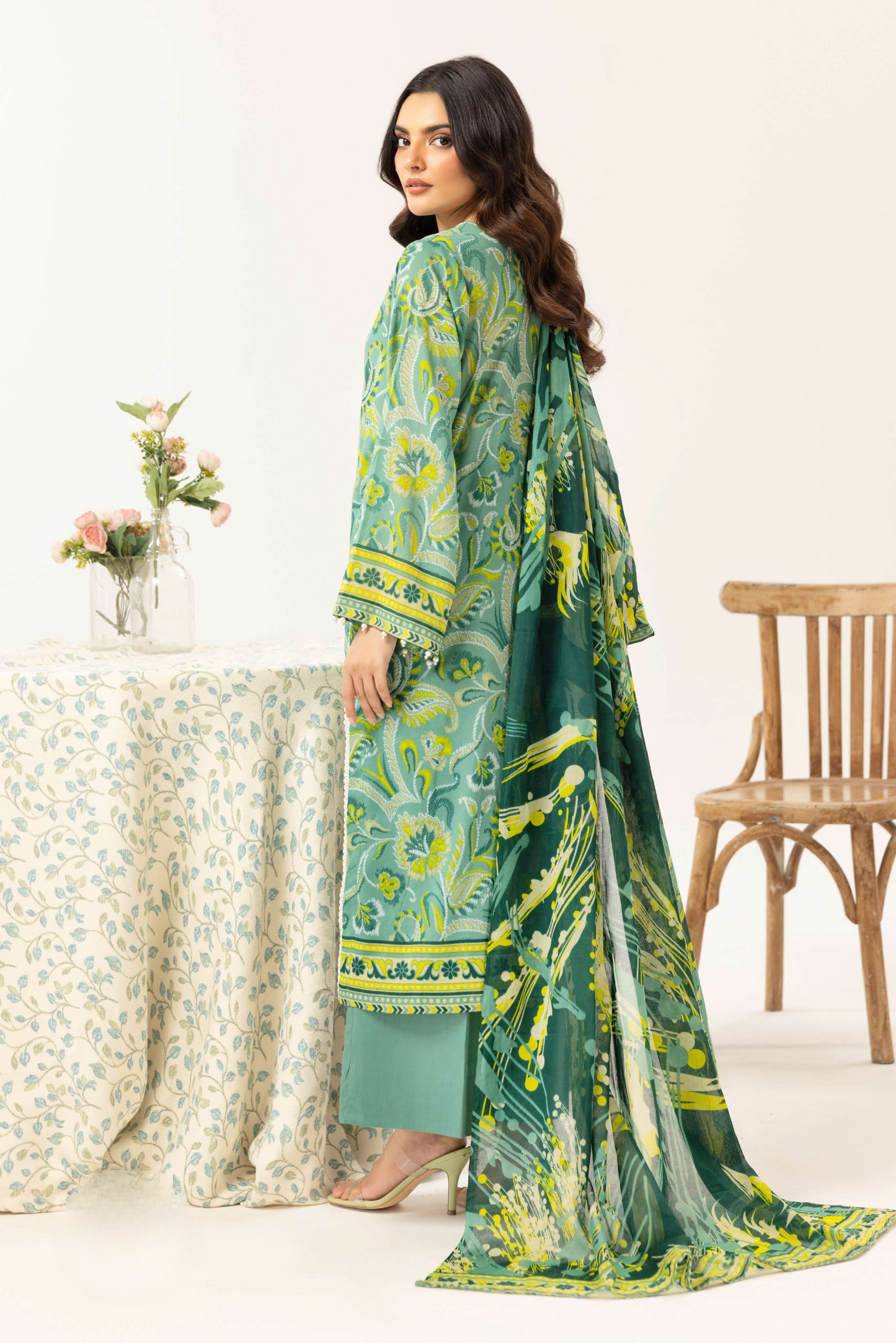 3 Pieces - Haya By Legends Unstitched Pale Green Printed Lawn Suit