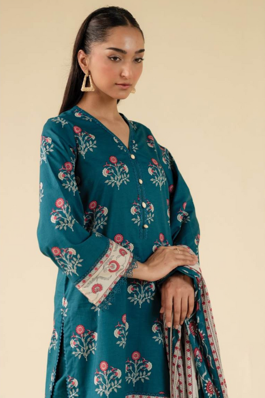 3 Pieces - Beyond East Unstitched Zinc Printed Lawn Suit