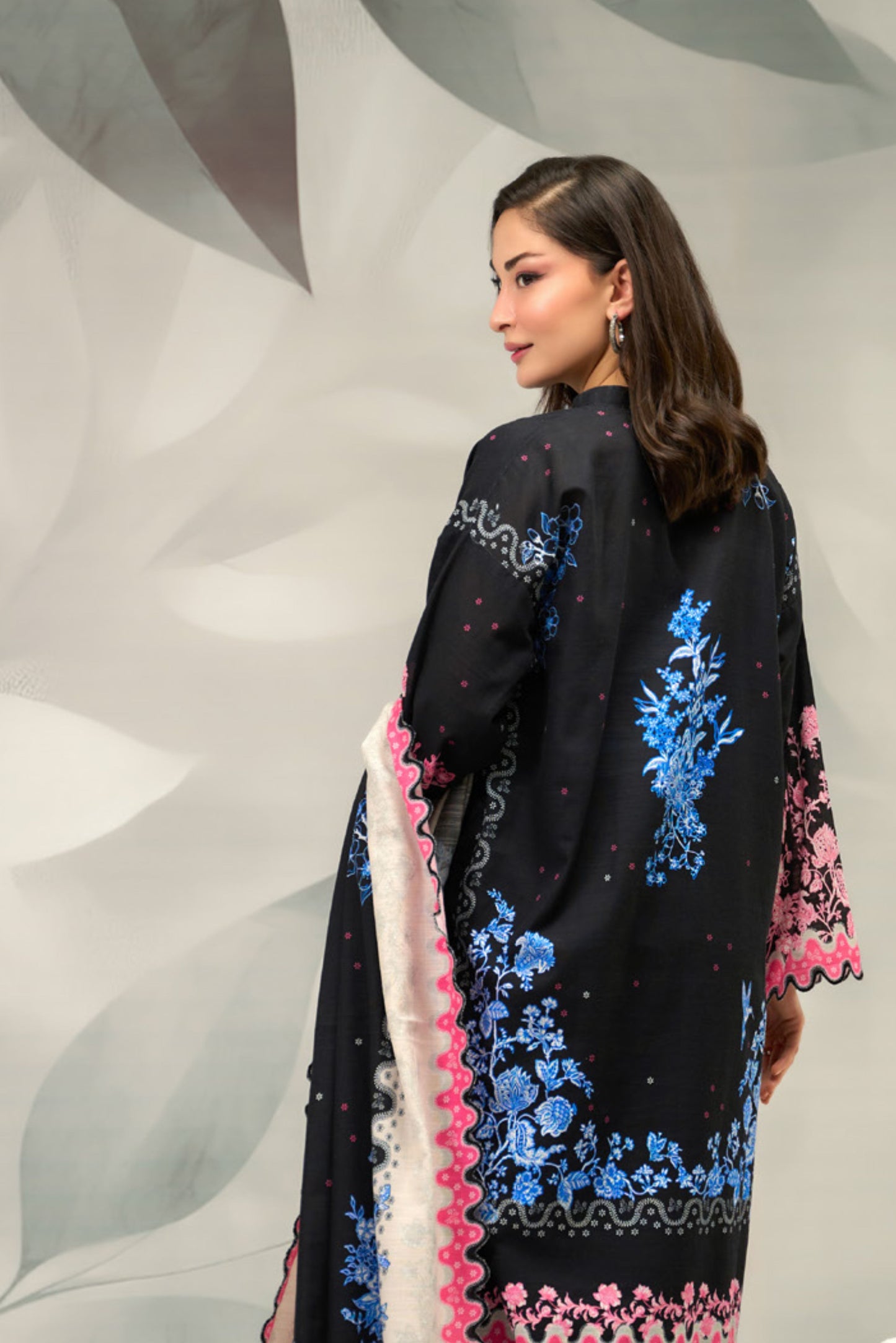 3 Pieces - Regalia Unstitched Black Printed Khaddar Suit