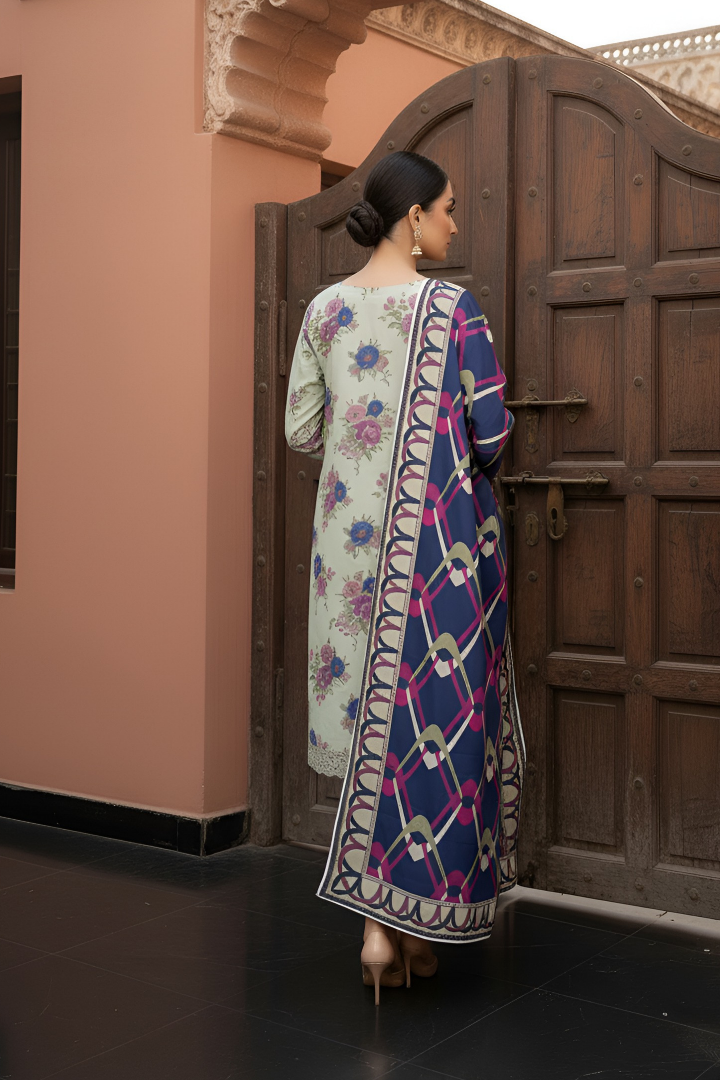 3 Pieces - Marooj Unstitched Pista Printed Khaddar Suit