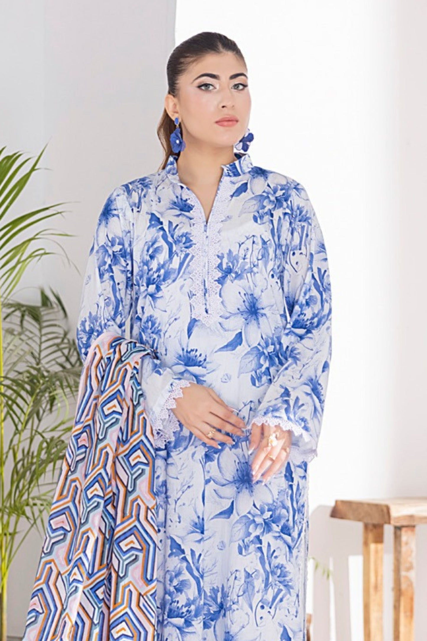3 Pieces - Regalia Unstitched Sky Blue Printed Lawn Suit