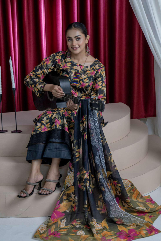 3 Pieces - B&C Unstitched Tiger Printed Lawn Suit