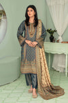 3 Pieces - Aizal Unstitched Gray Printed Shamray Linen Suit