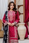 3 Pieces - Marooj Gold Unstitched Maroon Print Lawn Suit
