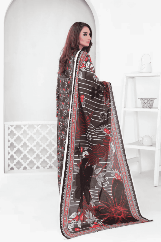 3 Piece - Mahi Unstitched Dark Purple Ladies Print Lawn Suit