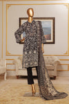 3 Pieces - Riwayat Unstitched Black Embroided Lawn with Cutwork Chiffon Dupatta Suit