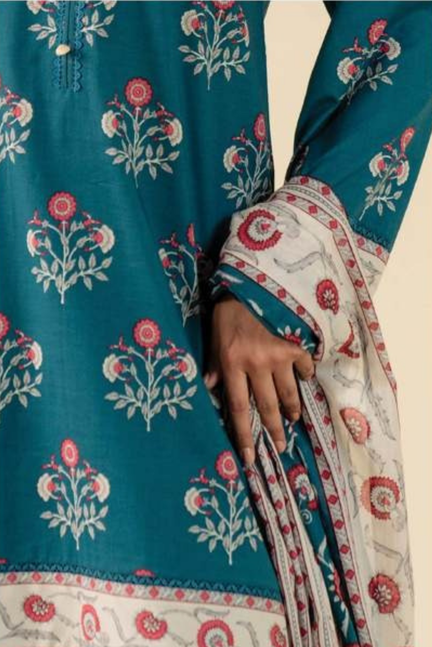 3 Pieces - Beyond East Unstitched Zinc Printed Lawn Suit