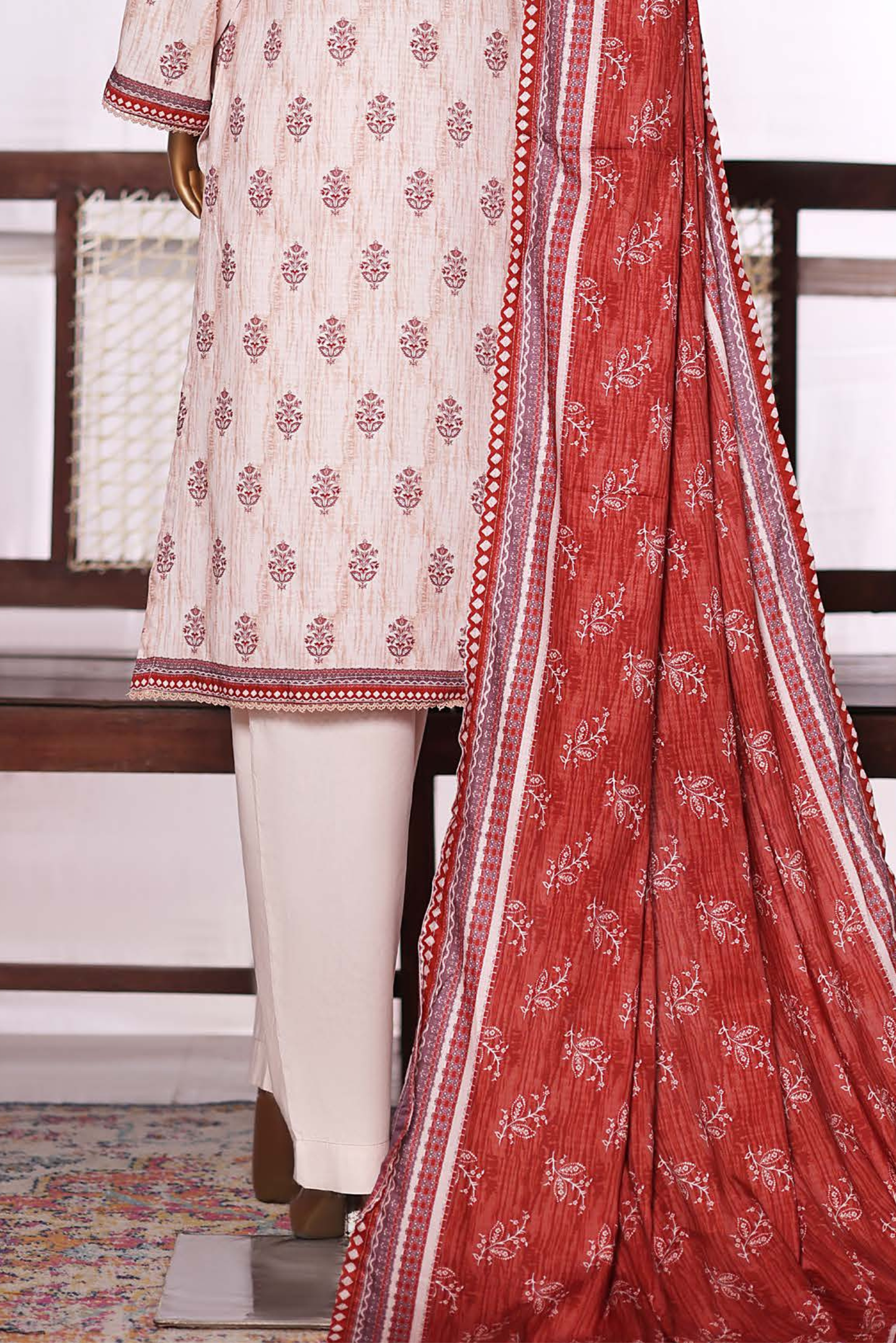 3 Pieces - Riwayat Unstitched Off White Dobby Viscose Suit