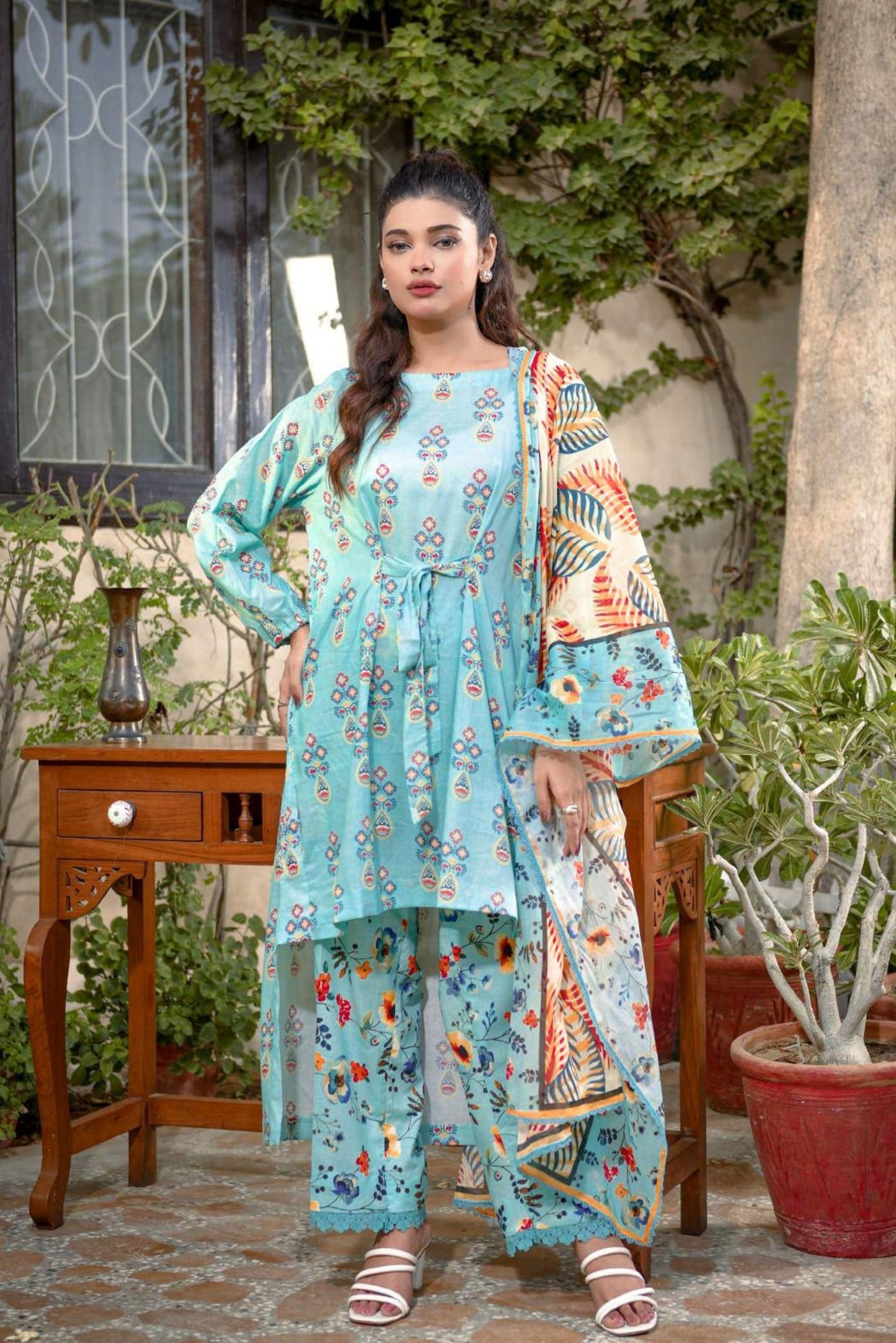 3 Pieces - Murashee Unstitched Pale Blue Printed Lawn Suit