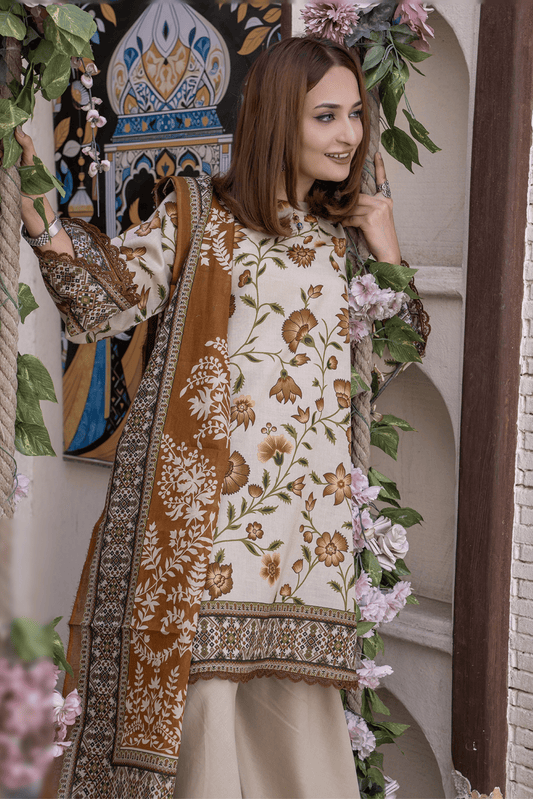 3 Pieces - Janan Unstitched Skin Printed Lawn Suit