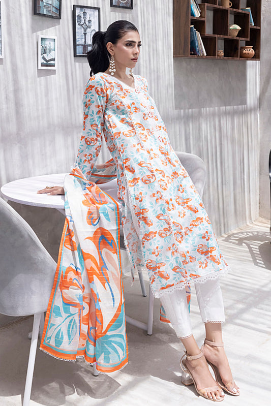 3 Pieces - Regalia Unstitched Off White Jscquard Cambric Suit