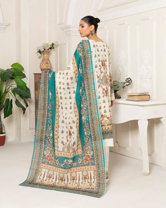 3 Piece - Junoon Unstitched Base Ladies Print Lawn Suit