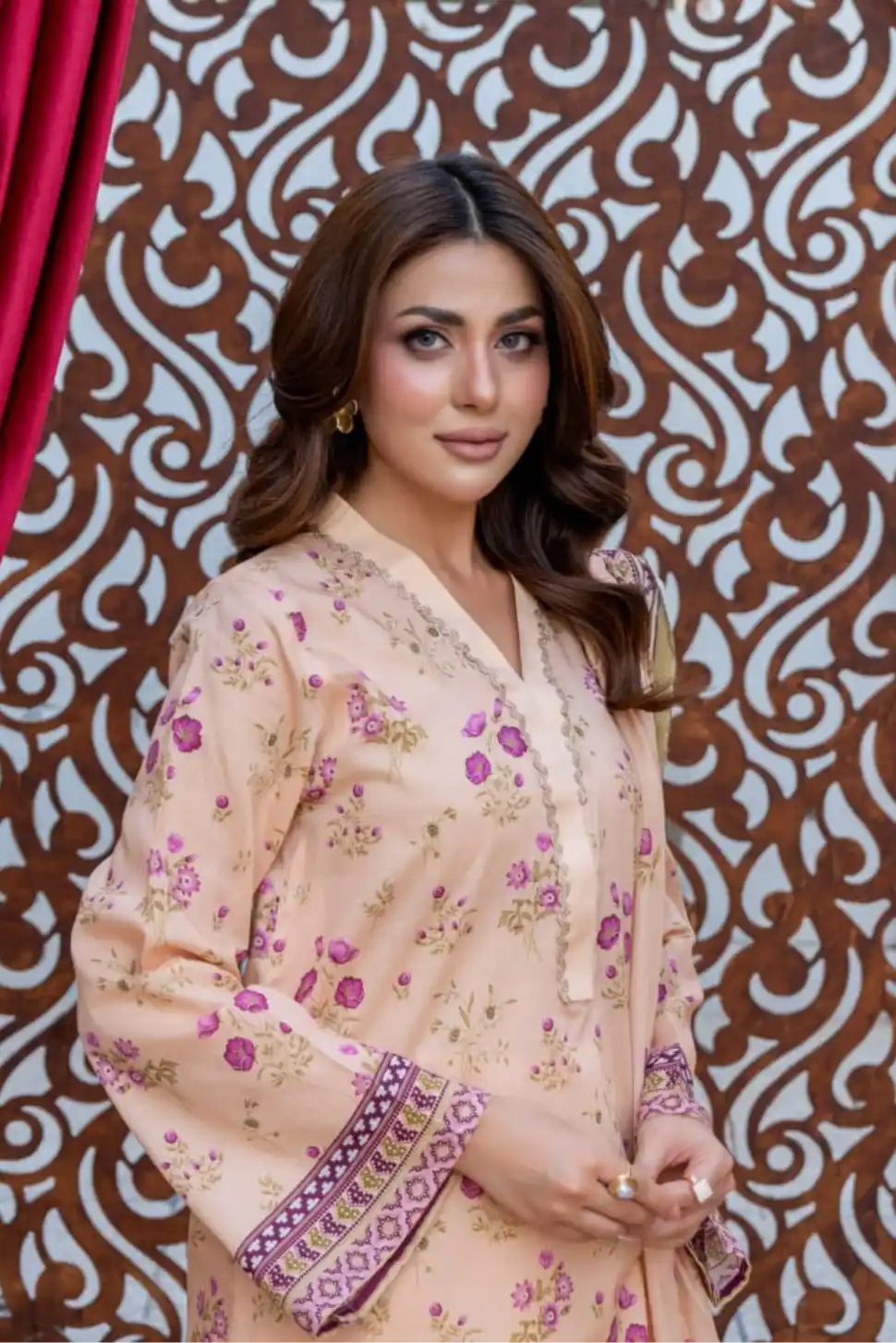 3 Pieces - Marooj Gold Unstitched Skin Print Lawn Suit