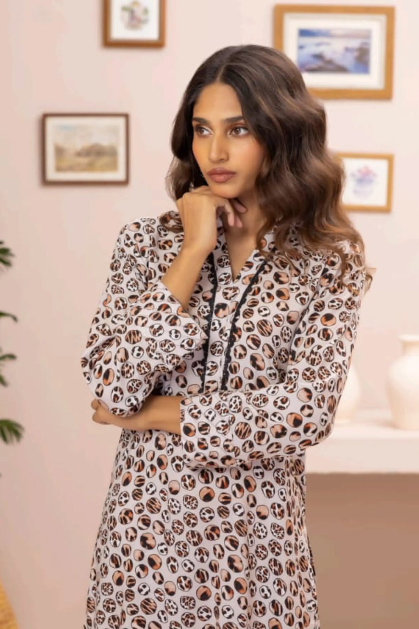 2 Piece: Regalia Unstitched Printed Grey Ladies Linen Suit