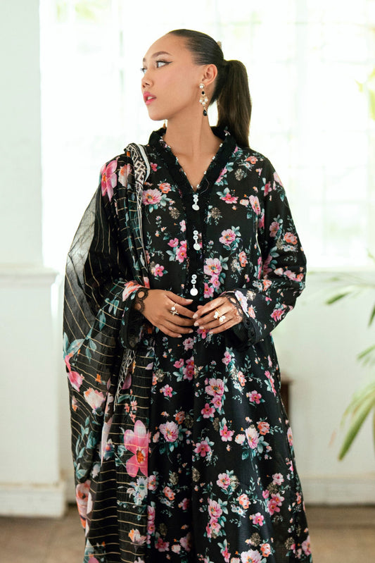 3 Pieces - Regalia Unstitched Black Jscquard Cambric Suit