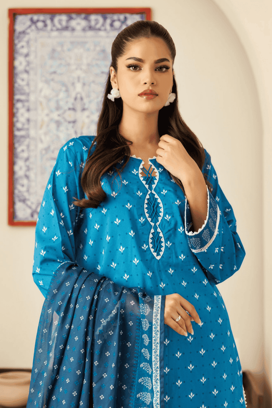 3 Pieces - Orient Unstitched Blue Printed Lawn Suit