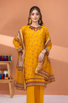 3 Pieces - Regalia Unstitched Mustard Fancy Zari Dupatta Printed Shirt Lawn Suit