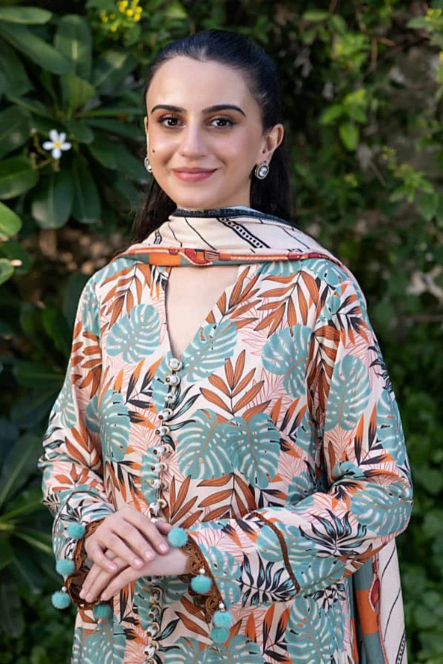 3 Pieces - Regalia Unstitched Ferozi Printed Linen Ladies Suit