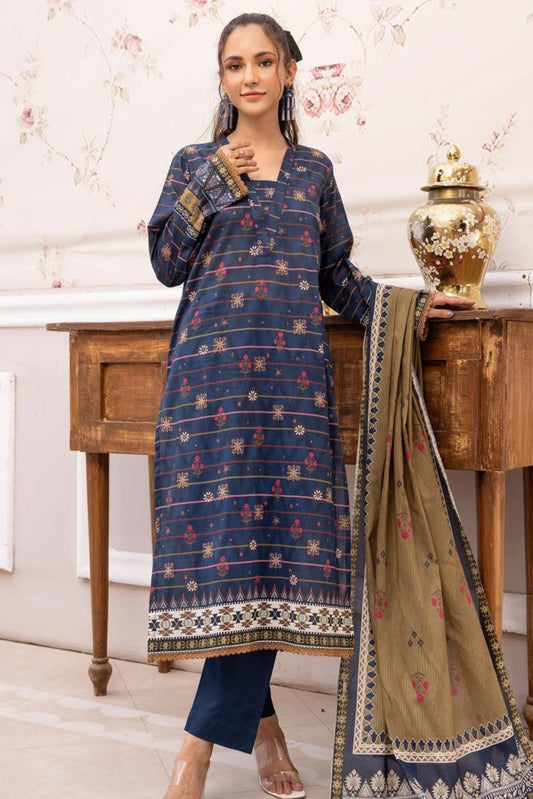 3 Pieces - Haya By Legends Unstitched Blue Printed Lawn Suit