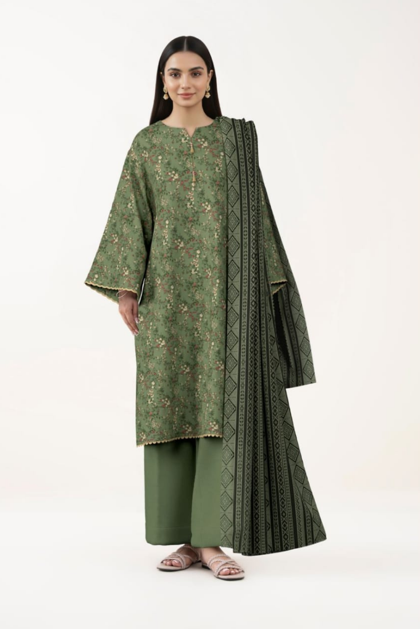 3 Pieces - Sapphire Unstitched Green Lawn Suit