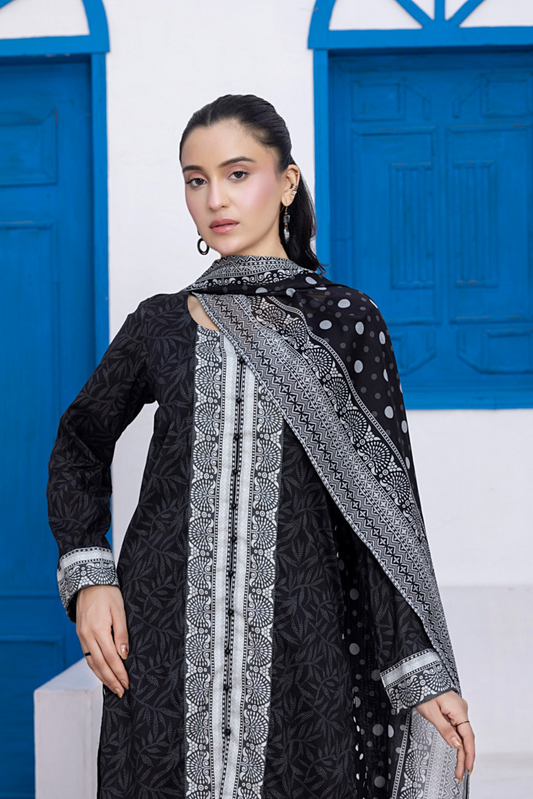 3 Pieces - Regalia Unstitched Black Printed Lawn Suit