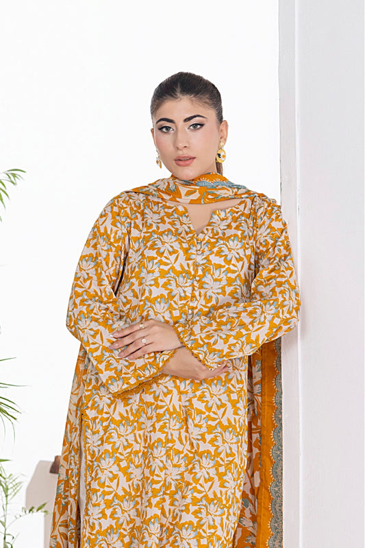 3 Pieces - Regalia Unstitched Golden Printed Lawn Suit