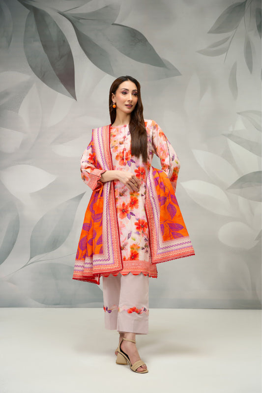 3 Pieces - Regalia Unstitched Skin Printed Khaddar Suit