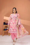 3 Pieces - Regalia Unstitched Baby Pink Fancy Zari Dupatta Printed Shirt Lawn Suit