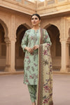 3 Pieces - Marooj Unstitched Sea Green BanaDora Linen Suit