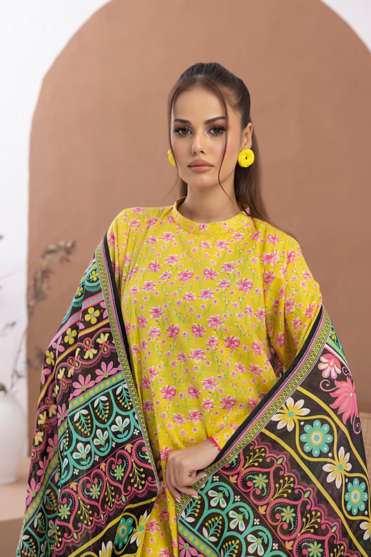 3 Pieces - Regalia Unstitched Lemon Printed Lawn Suit