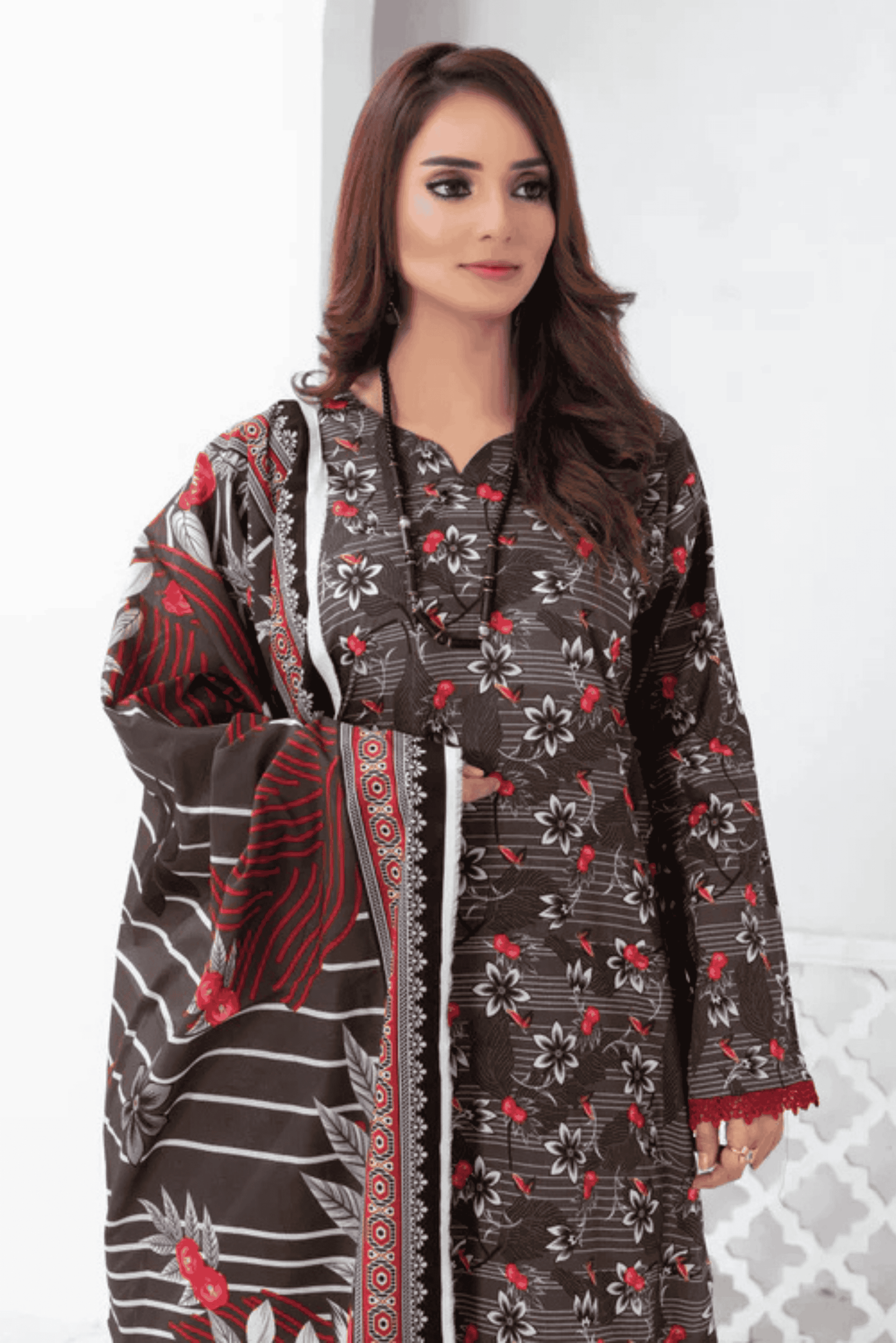 3 Piece - Mahi Unstitched Dark Purple Ladies Print Lawn Suit